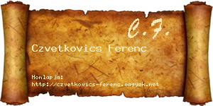 Czvetkovics Ferenc névjegykártya